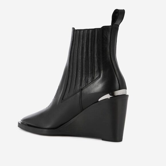 NWT! The KOOPLES $575 Topstiched Leather Wedge Ankle Boots Silver Detail EU 39 - Picture 5 of 16